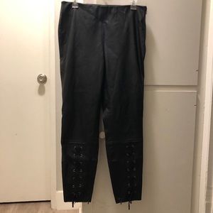 Pleather tie up at ankle design